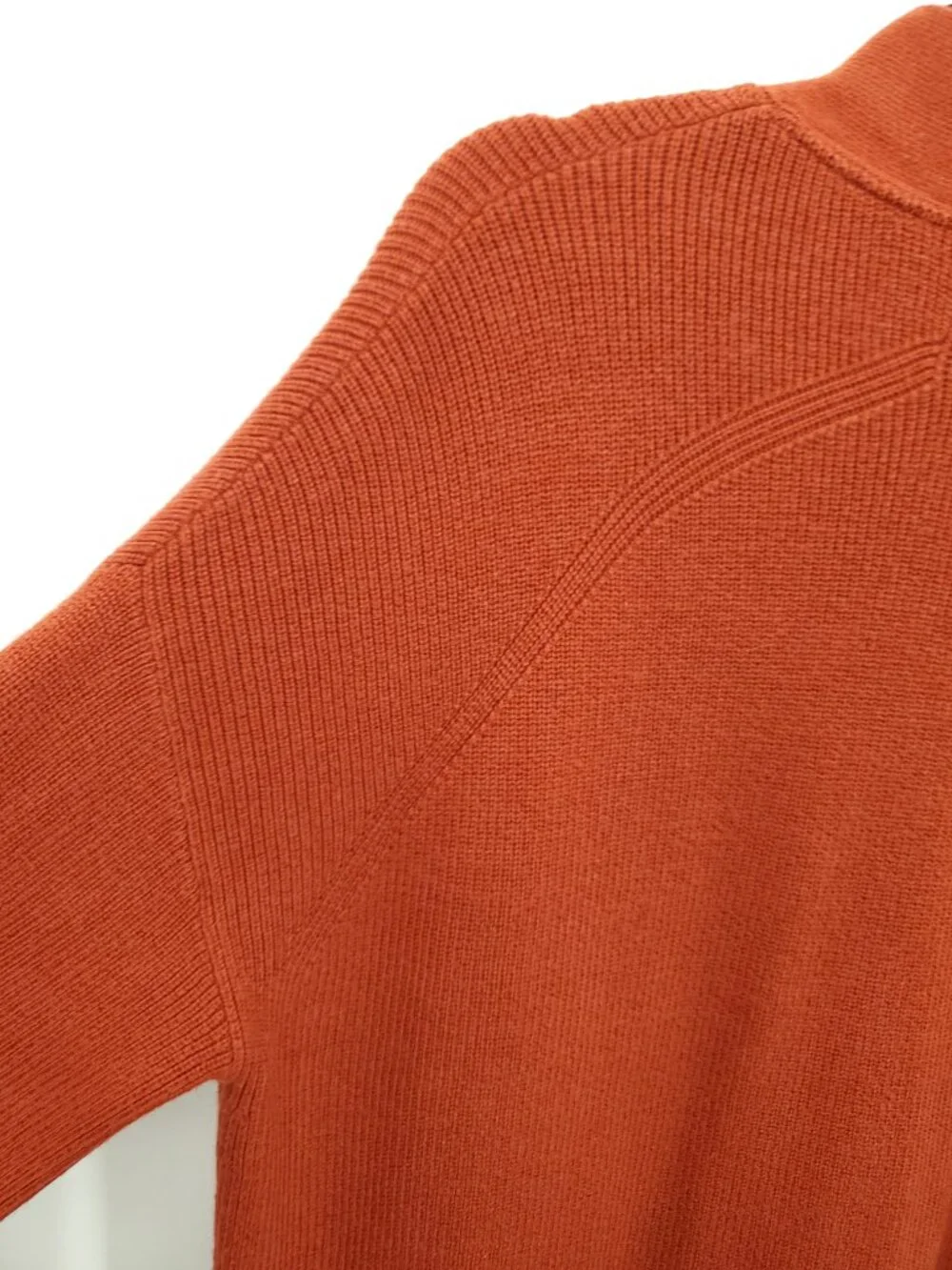 Lululemon Merino Wool-Blend Ribbed Long Wrap Sweater Sz 10 Cayenne Rust Orange